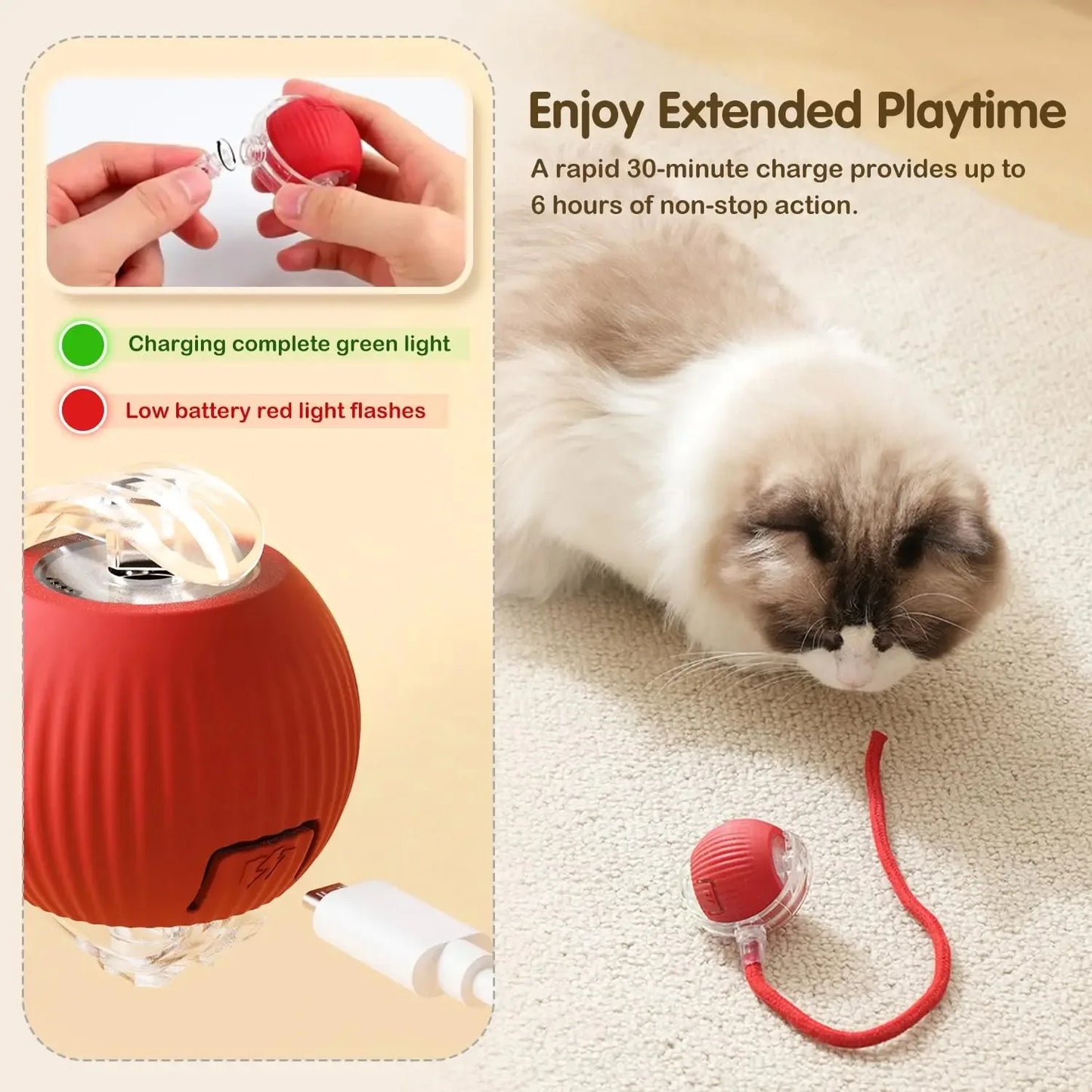 Rechargeable Interactive Cat Ball — Keeps Your Cat Entertained for Hours